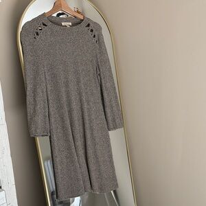 Monteau Gray Knit Top with Cut-Out Accents